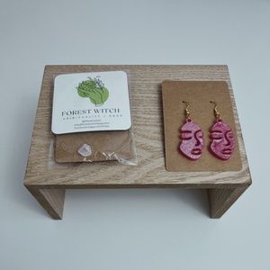 Woman Face Pink Minimalist Earrings, Feminist Earrings